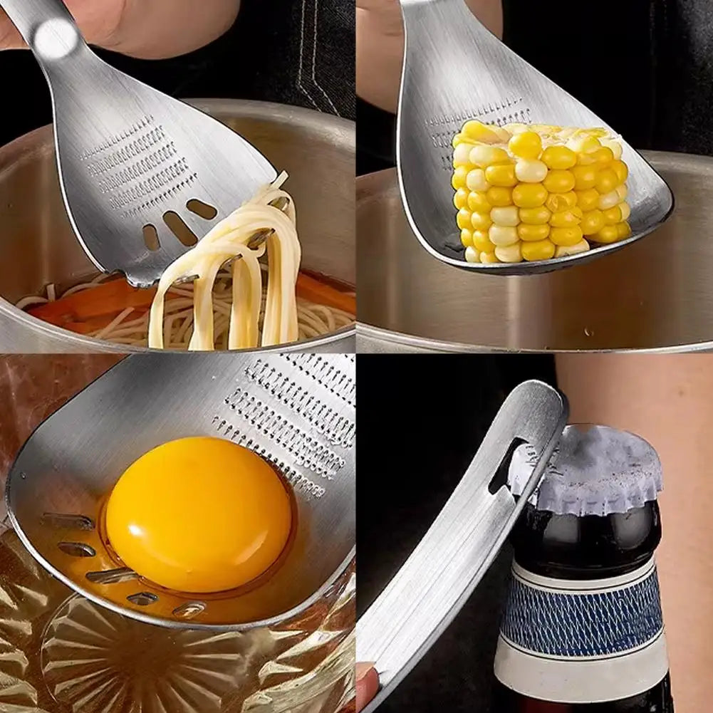 Stainless Steel Ginger Garlic Grater Multi-functional Grinding Spoon Egg, Soup Divider Kitchen Cooking Utensils