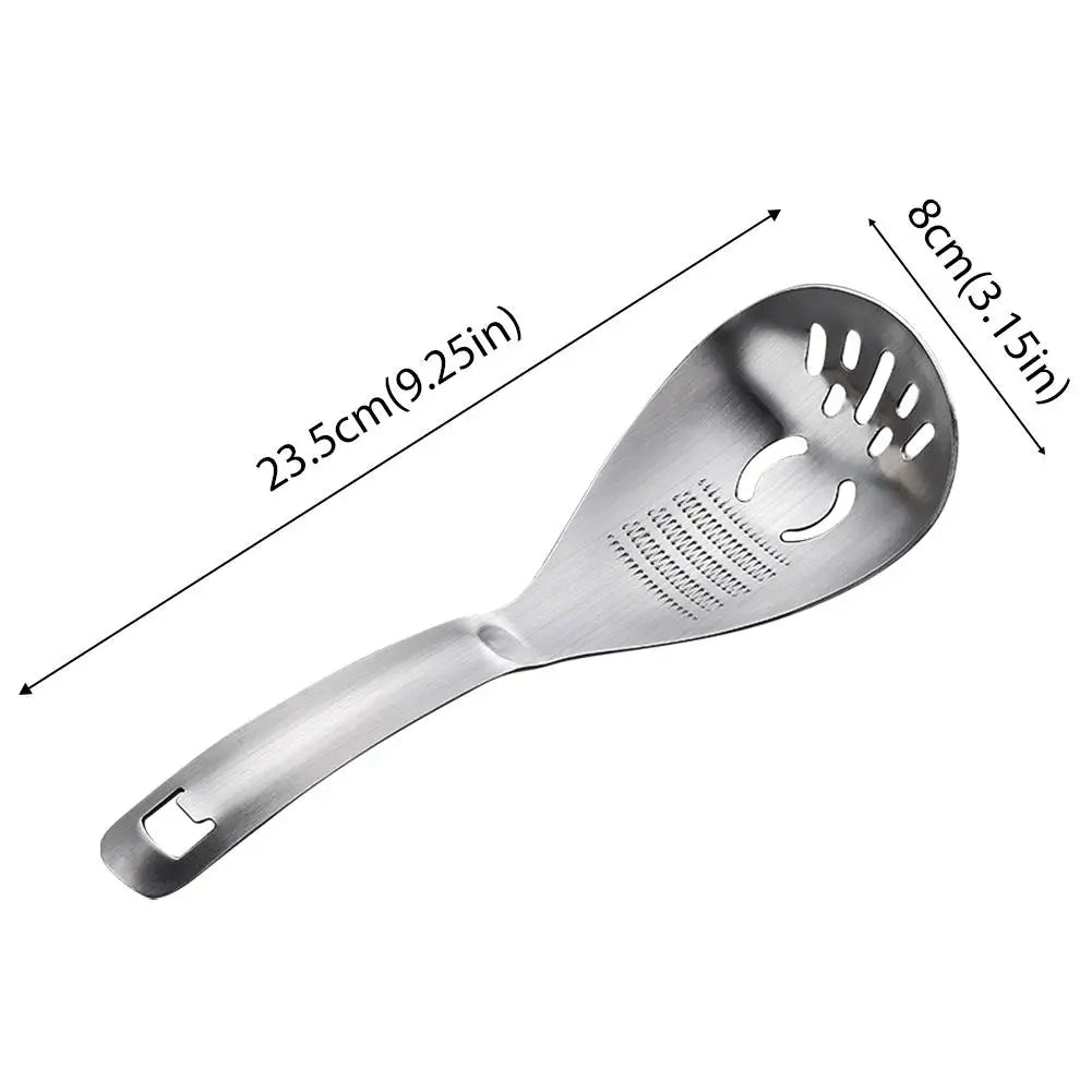 Stainless Steel Ginger Garlic Grater Multi-functional Grinding Spoon Egg, Soup Divider Kitchen Cooking Utensils